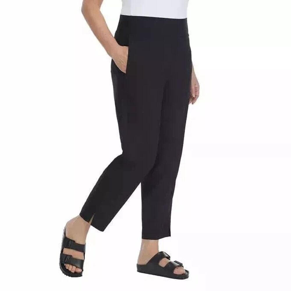 Kirkland Signature Size XL Womens Pullon Black Ankle Pants Zip Pockets Vent Hem